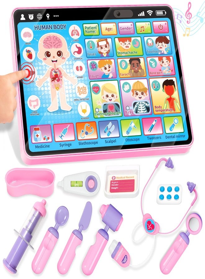 BainGesk Doctor Kit for Girls 1 Years Old, Doctor Tablet with Music & Sound, Pretend Play Doctor Set with Stethoscope, Doctor Dress Up Gifts for Kids Toddlers Ages 1, 2, 3 Years Old - Image 1